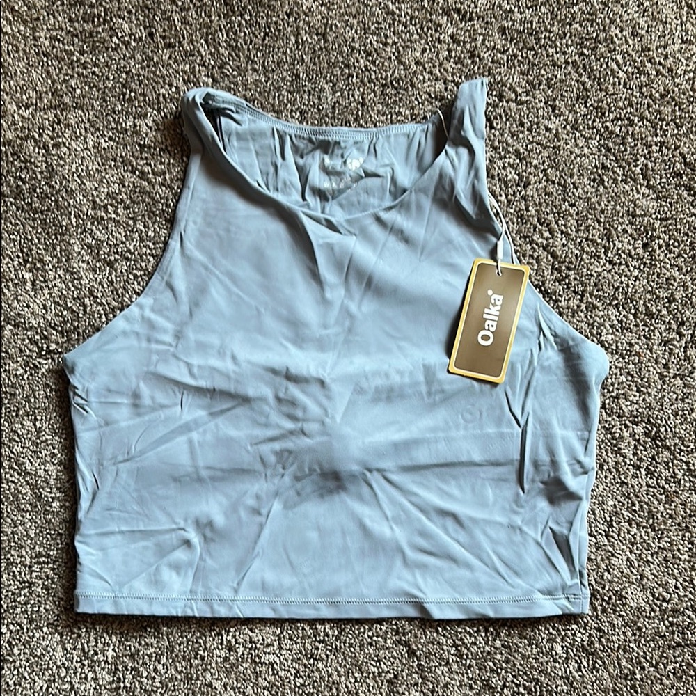 NEW! Oakla High Neck Crop Top Sleeveless Racer Back Tank Top